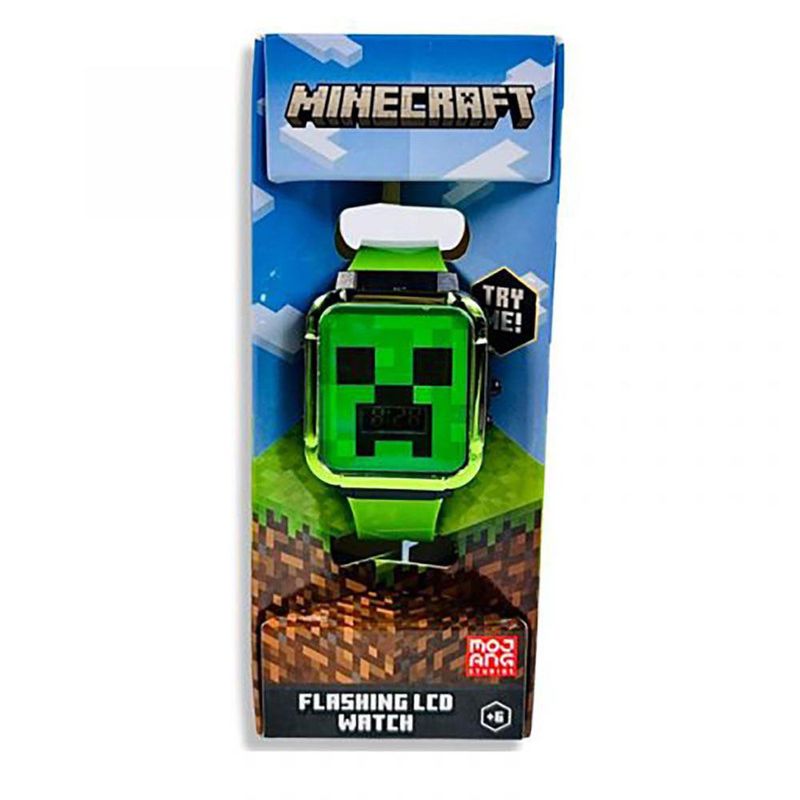 Reloj Digital LED Infantil Diseño Minecraft Creeper Color Verde