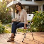 Silla Plegable Pirgos Color Blanca de 111 x 47 x 23 Cm