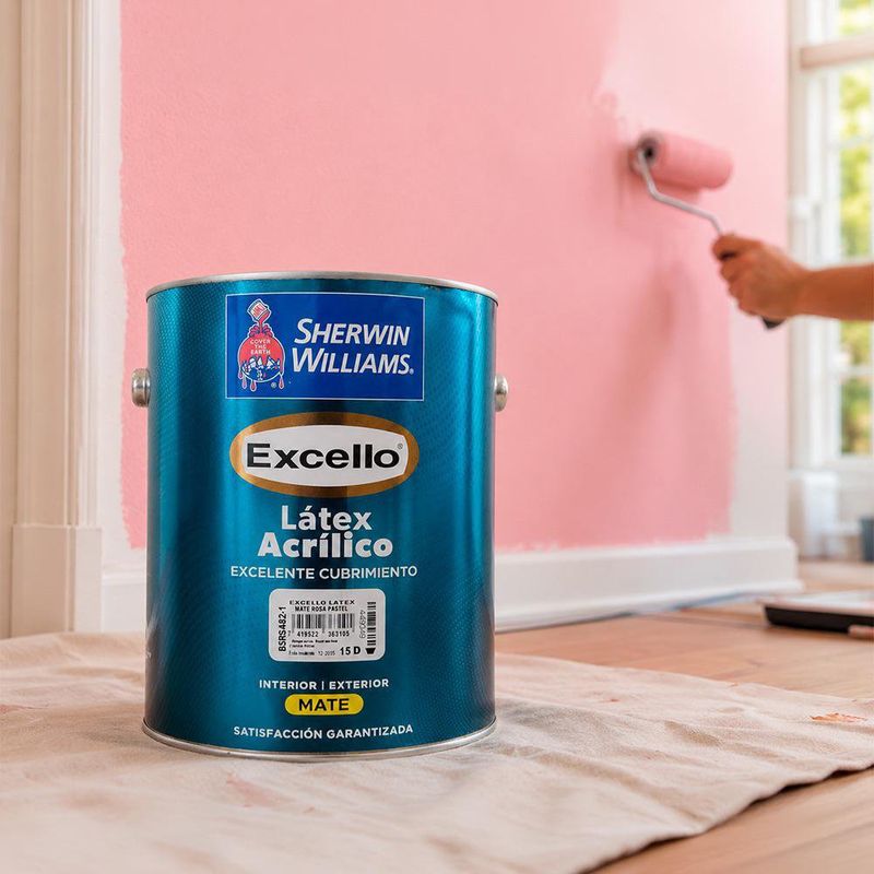 Pintura Excello Látex Mate Color Rosa Pastel de 1 Galón
