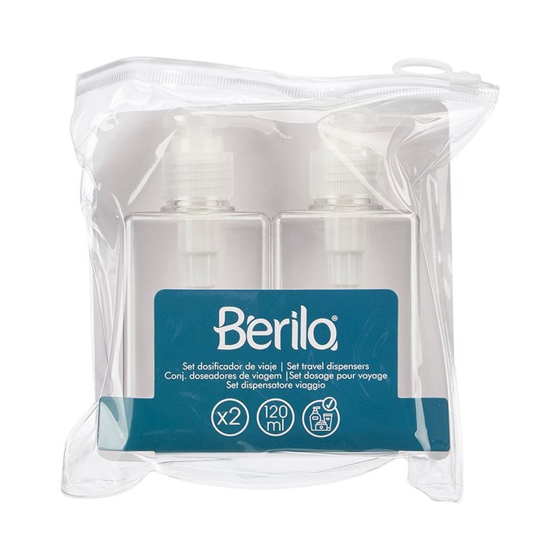 Set de 2 Dosificadores Transparentes de Plástico de 120 mL para Viaje