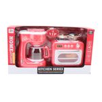 Set de Cocina Infantil con Cafetera y Estufa de Juguete Color Rojo y Blanco
