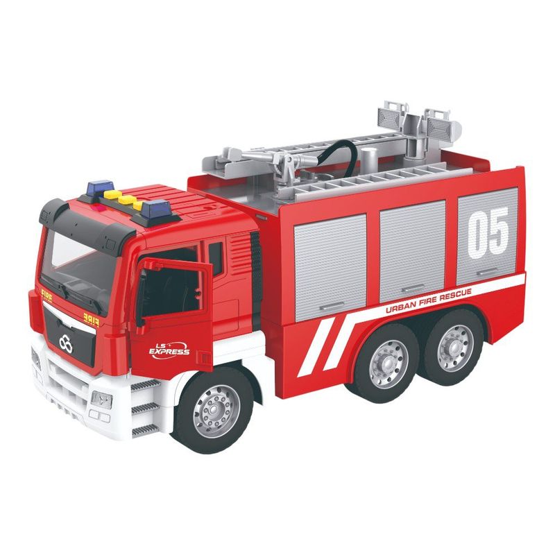 Camión de Bomberos de Juguete con Manguera, Luces y Sonido en Color Rojo