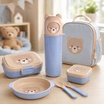 Pachón Infantil con Tapa Giratoria Diseño Oso Color Celeste