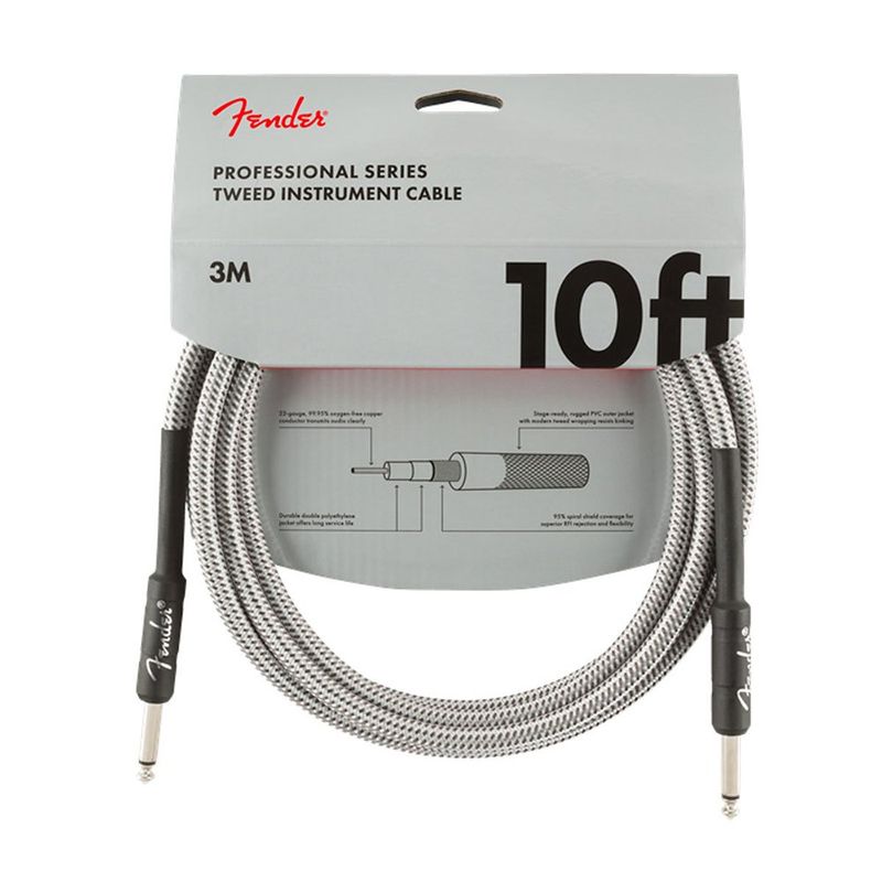 Cable para Guitarra 10F Fender con Forro de 3 Metros Color Blanco