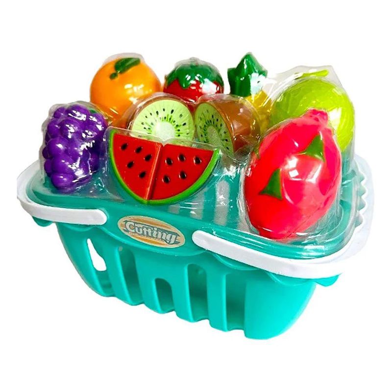 Canasta de Frutas de Juguete para Cortar con Velcro y Accesorios Multicolor