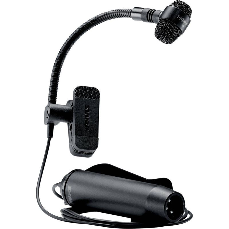 Micrófono para instrumentos de viento Shure PGA98H-XLR Condensado Color Negro.