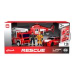 Set de Rescate con Camión de Bomberos, Helicóptero, Patrulla y Figuras Multicolor