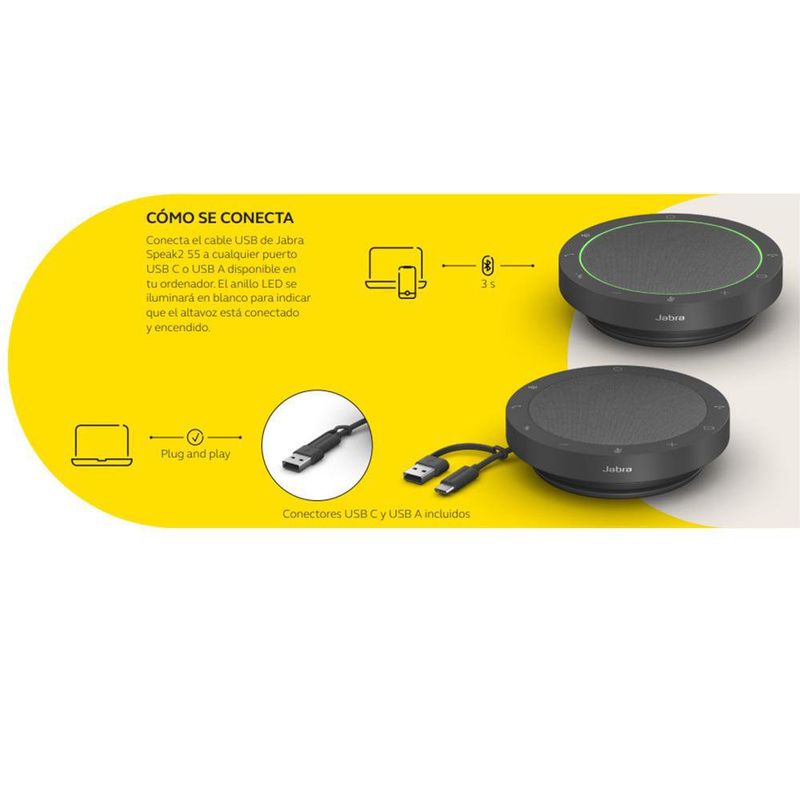 Altavoz Speak2 55 MS Teams Bluetooth USB C y USB A Color Negro