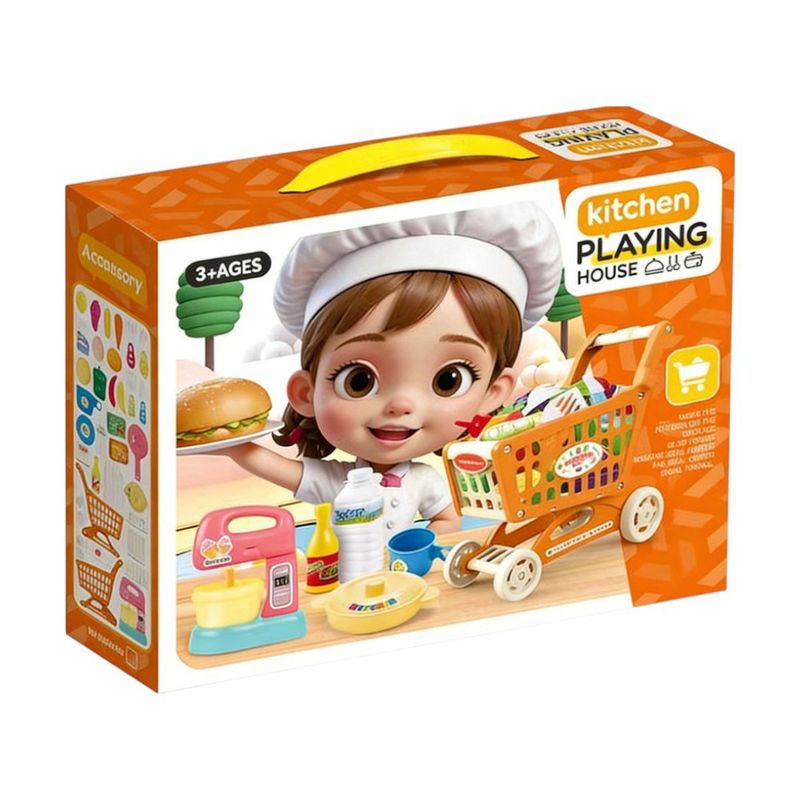 Carrito de Supermercado Infantil con Accesorios de Compras y Cocina
