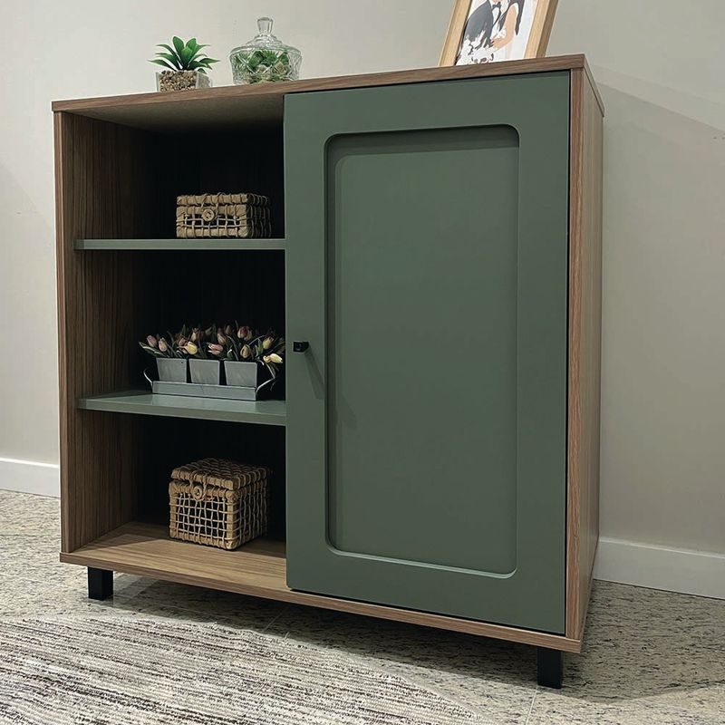 Bufetera Charlotte de MDF y MDP con Puerta Reversible de 80 x 40 x 80 cm Beige y Verde Menta