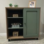 Bufetera Charlotte de MDF y MDP con Puerta Reversible de 80 x 40 x 80 cm Beige y Verde Menta