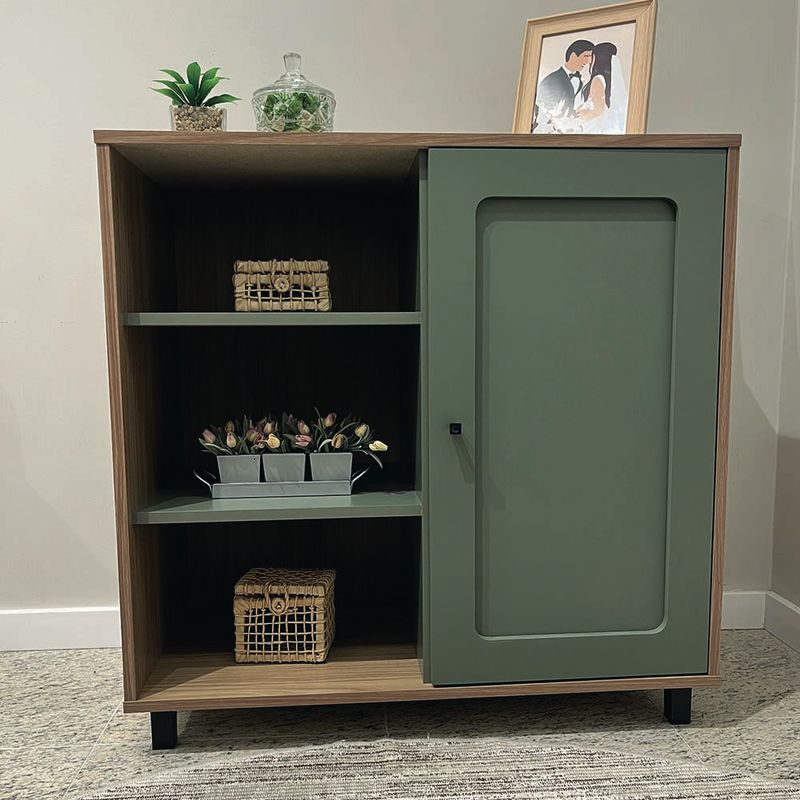Bufetera Charlotte de MDF y MDP con Puerta Reversible de 80 x 40 x 80 cm Beige y Verde Menta