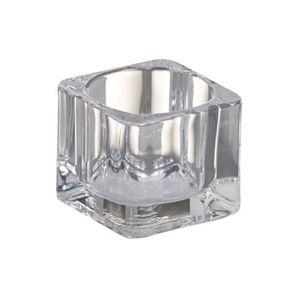 Candelero Bajo de Vidrio Cuadrado Transparente