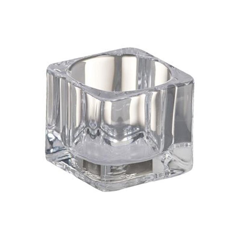 Candelero Bajo De Vidrio Cuadrado Transparente - Bolsius