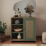 Bufetera Charlotte de MDF y MDP con Puerta Reversible de 80 x 40 x 80 cm Beige y Verde Menta