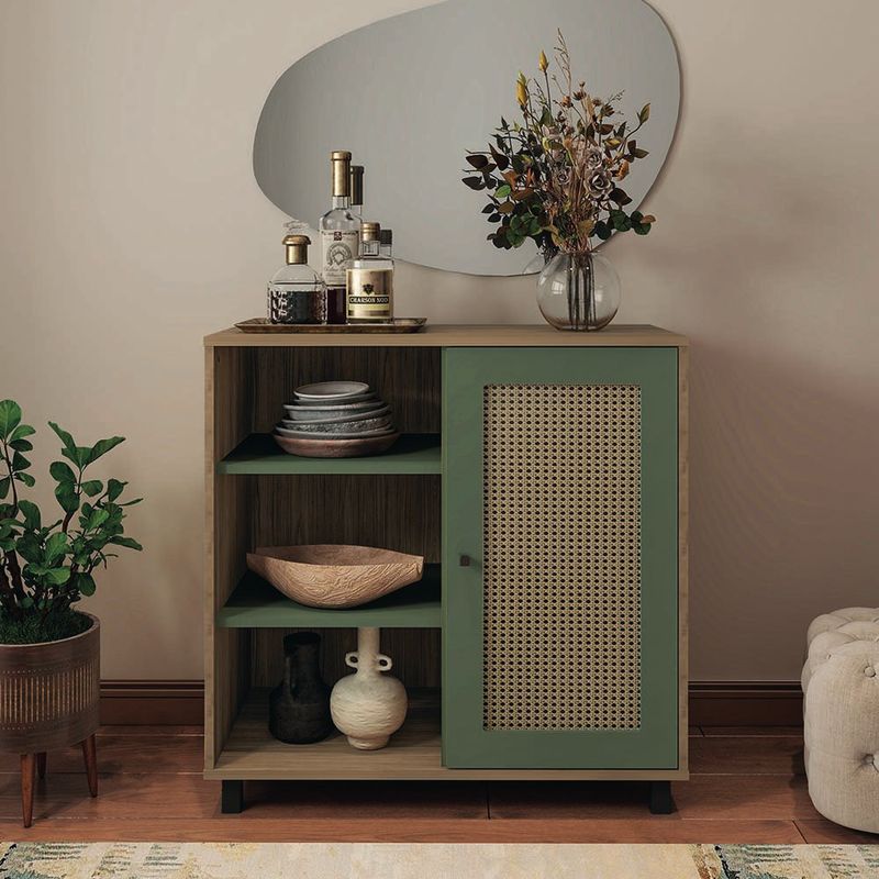 Bufetera Charlotte de MDF y MDP con Puerta Reversible de 80 x 40 x 80 cm Beige y Verde Menta