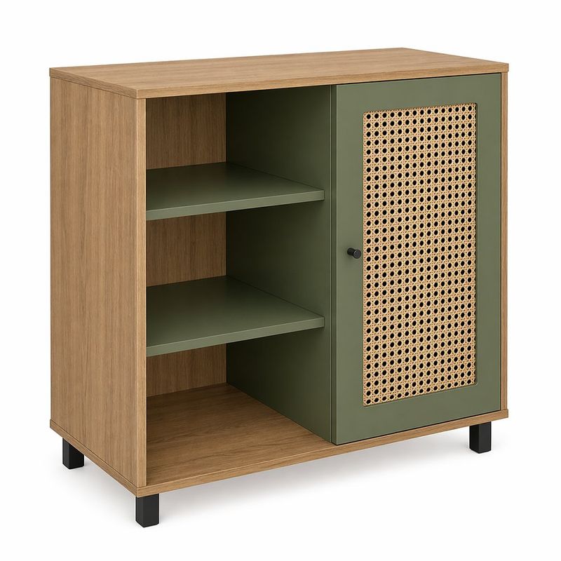 Bufetera Charlotte de MDF y MDP con Puerta Reversible de 80 x 40 x 80 cm Beige y Verde Menta