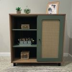 Bufetera Charlotte de MDF y MDP con Puerta Reversible de 80 x 40 x 80 cm Beige y Verde Menta