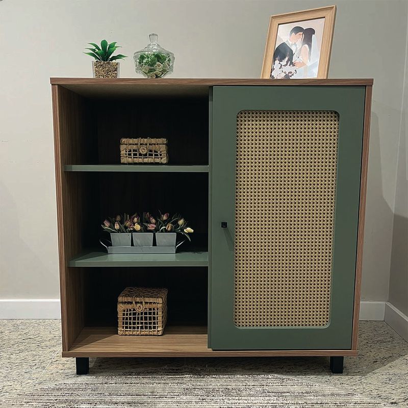 Bufetera Charlotte de MDF y MDP con Puerta Reversible de 80 x 40 x 80 cm Beige y Verde Menta