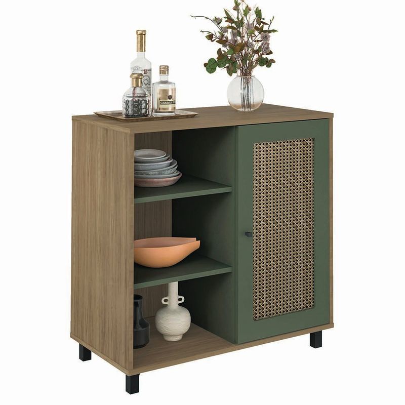 Bufetera Charlotte de MDF y MDP con Puerta Reversible de 80 x 40 x 80 cm Beige y Verde Menta