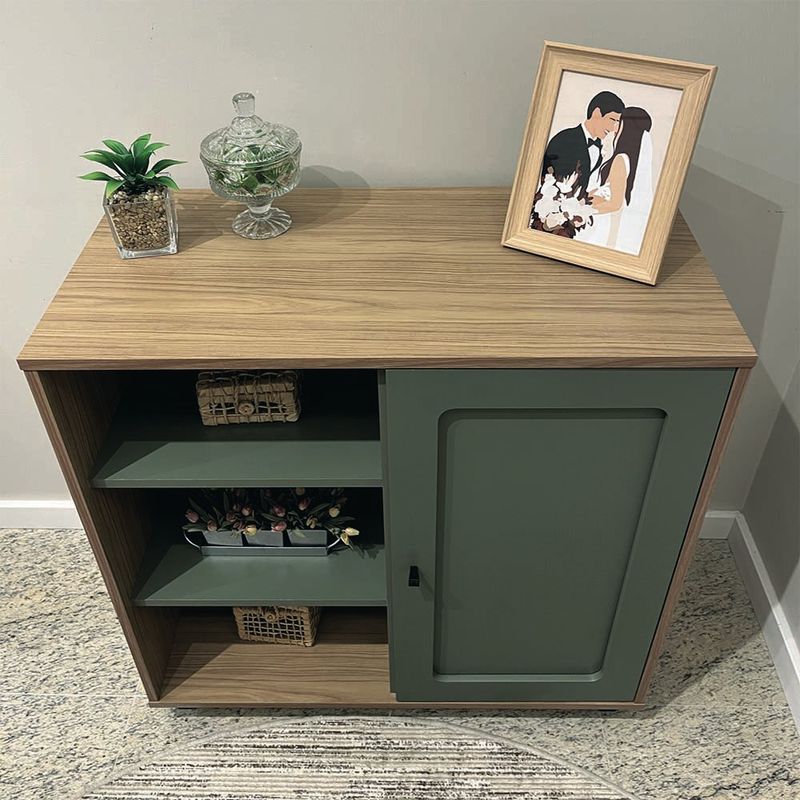 Bufetera Charlotte de MDF y MDP con Puerta Reversible de 80 x 40 x 80 cm Beige y Verde Menta