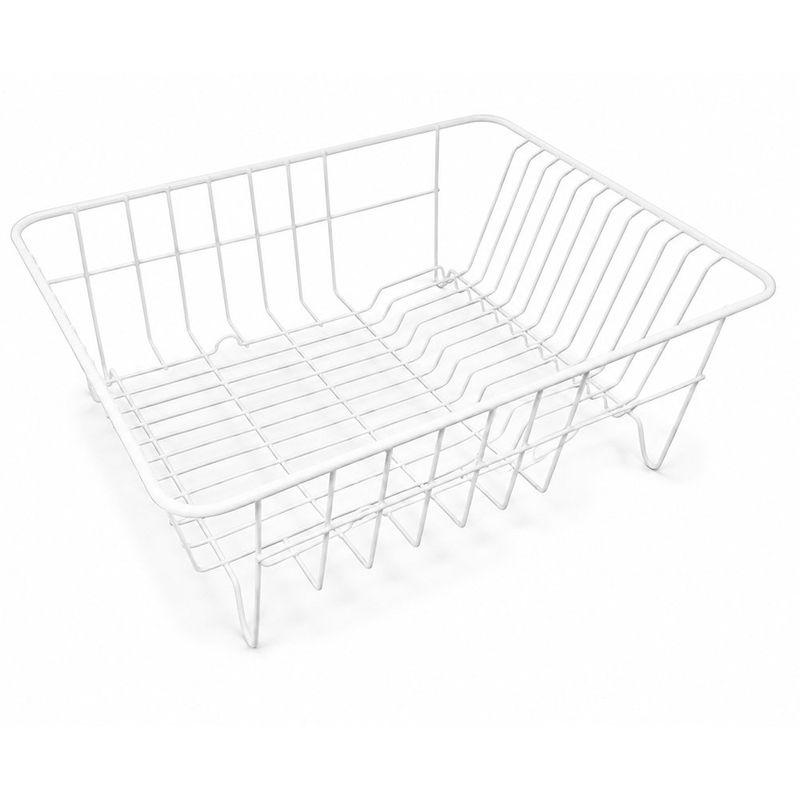 Escurridor de Platos de Alambre Recubierto de 40 x 30 x 13 cm para Cocina Blanco