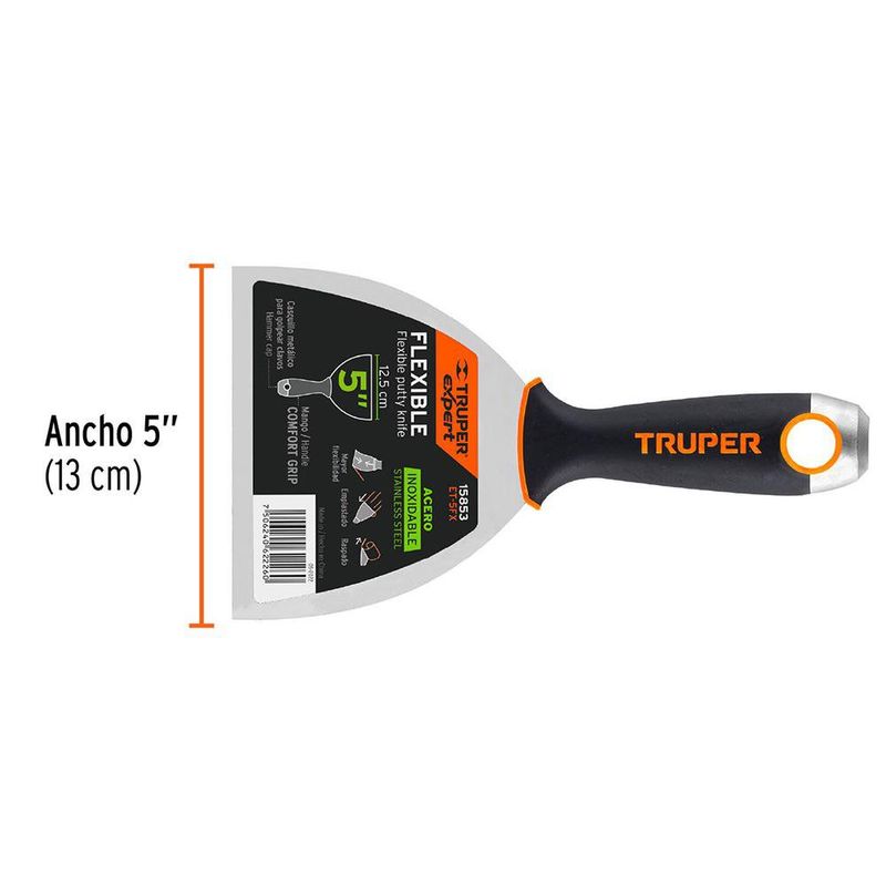 Espátula Flexible de Acero Inoxidable con Mango Comfort Grip de 5 plg