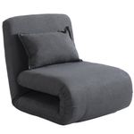 Sillón Sofá Billy Plegable con Almohada de 127 x 65 x 32 cm Gris Oscuro
