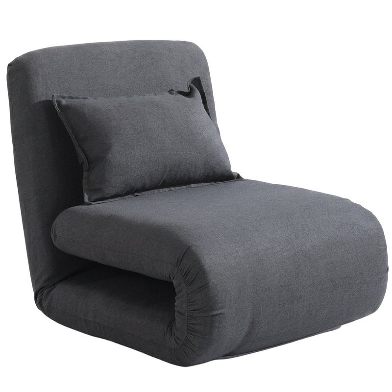 Sillón Sofá Billy Plegable con Almohada de 127 x 65 x 32 cm Gris Oscuro