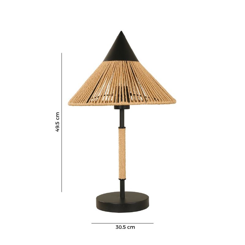 Lámpara de Mesa de Mimbre 40 W Color Negro y Natural