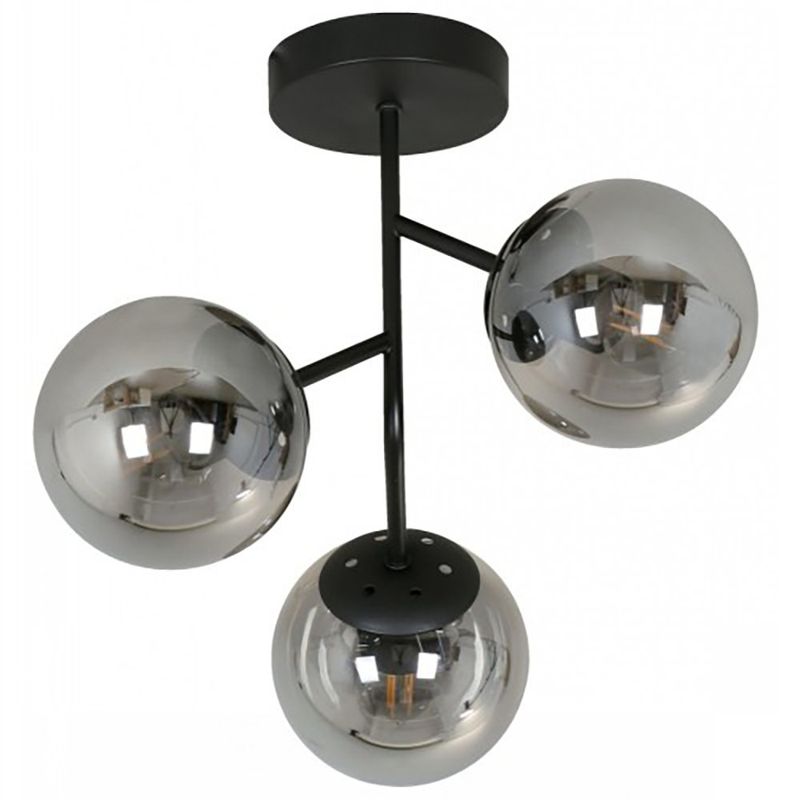 Lámpara Colgante de 3 Luces Estilo Ahumado Color Negro