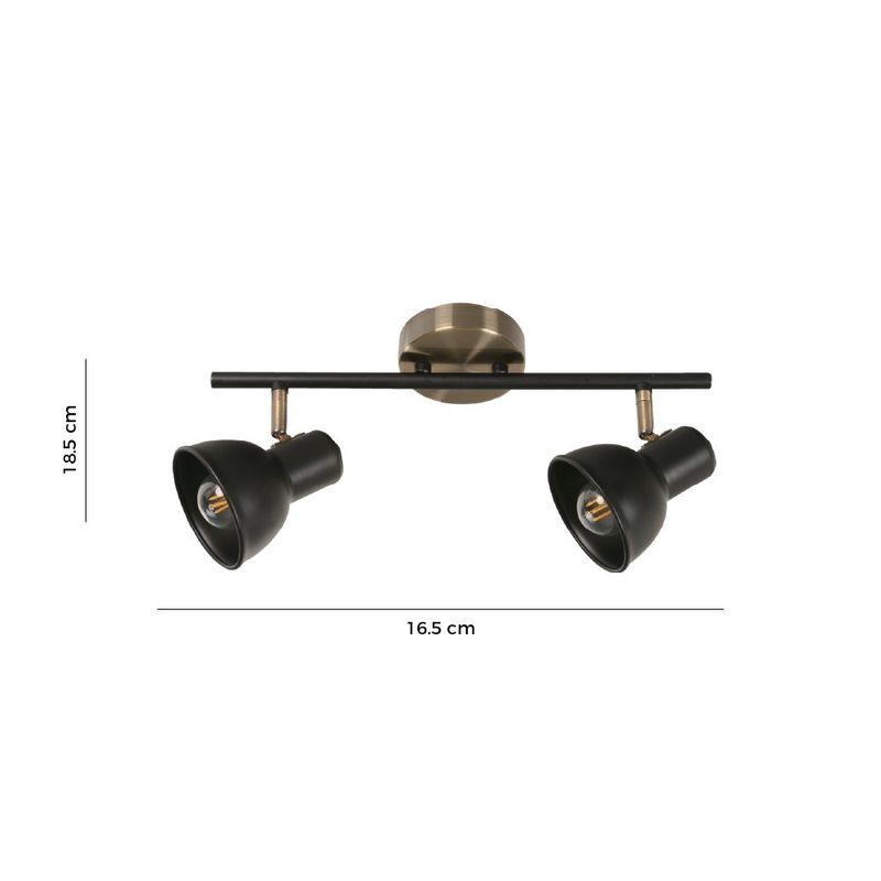 Lámpara Spot 2 Luces Orientables 16.5 cm para Interior Color Negro