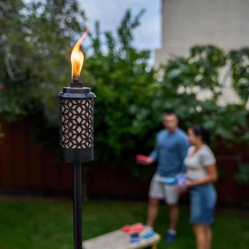 Antorcha Exterior TIKI Negra de Acero para Patio y Jardín
