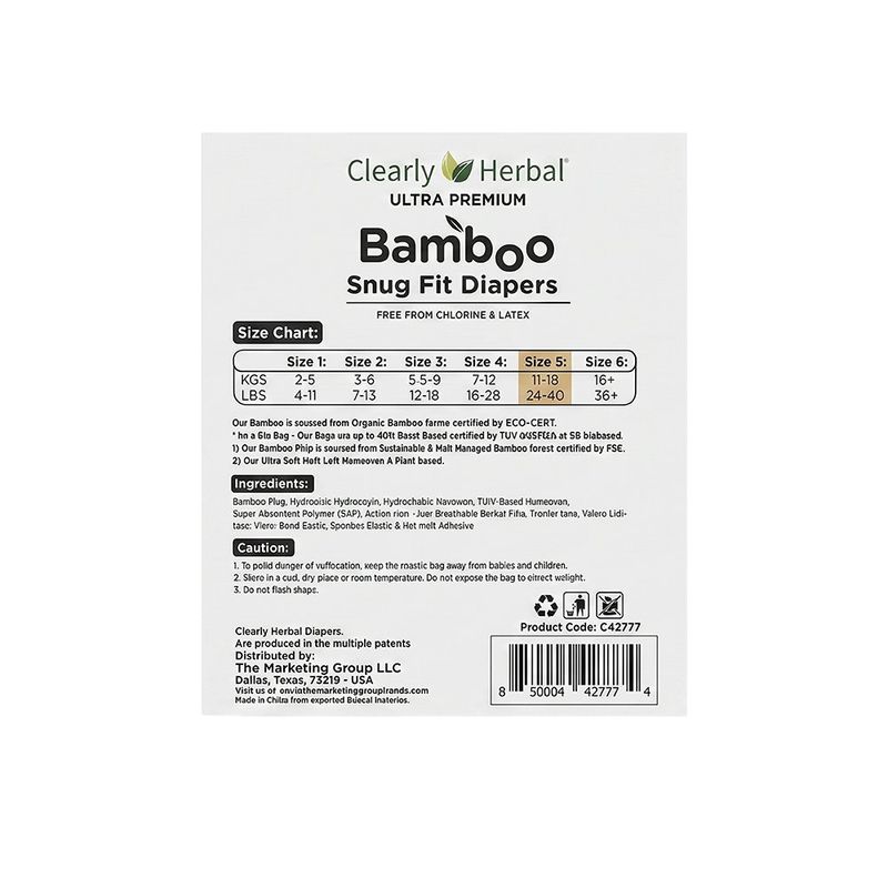 Pañales Bamboo Snug Fit Talla 5 de 88 Unideades - Clearly Herbal