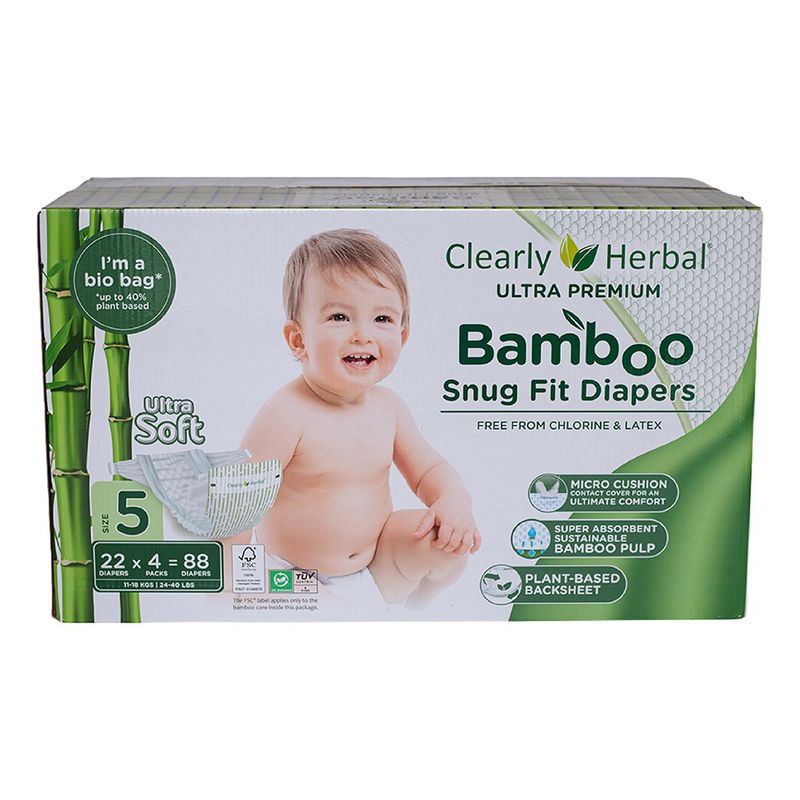 Pañales Bamboo Snug Fit Talla 5 de 88 Unideades - Clearly Herbal