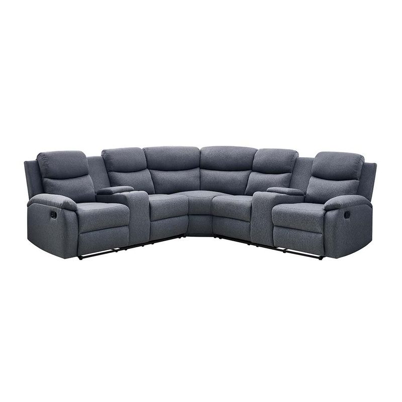 Set de Sala Esquinera Luigi Reclinable con Portavasos de 256 x 256 x 96 cm Gris Oscuro