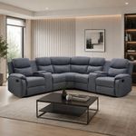 Set de Sala Esquinera Luigi Reclinable con Portavasos de 256 x 256 x 96 cm Gris Oscuro