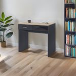 Escritorio Urano con Gaveta y Compartimento Abierto de 80 x 45 x 75 cm Gris Oscuro y Beige