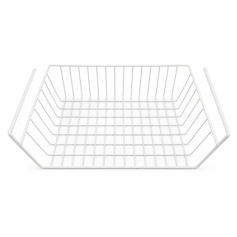 Canasta Organizadora Colgante de Alambre Recubierto de 40 x 26 x 14 cm para Cocina Blanca
