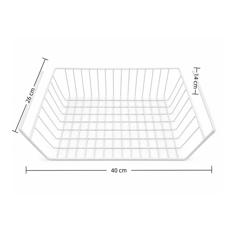 Canasta Organizadora Colgante de Alambre Recubierto de 40 x 26 x 14 cm para Cocina Blanca