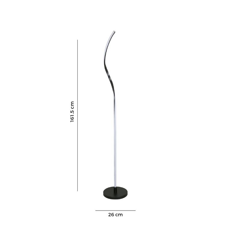 Lámpara de Pie LED 14 W 161.5 cm Diseño Moderno Color Negro