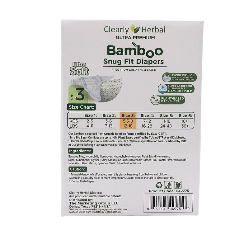 Pañales Bamboo Snug Fit Talla 3 de 112 Unideades - Clearly Herbal