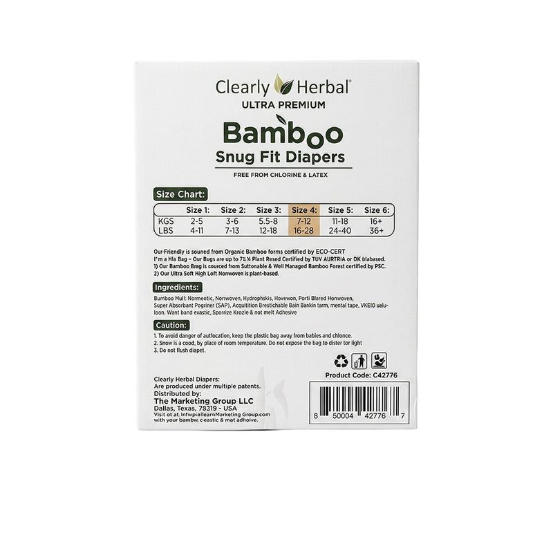 Pañales Bamboo Snug Fit Talla 4 de 96 Unideades - Clearly Herbal