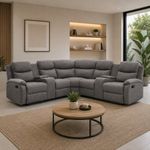 Set de Sala Esquinera Luigi Reclinable con Portavasos de 256 x 256 x 96 cm Café