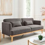 Sofá Cama Charles de Tela 2 Plazas con Respaldo Reclinable de 210 x 82 x 85 cm Café