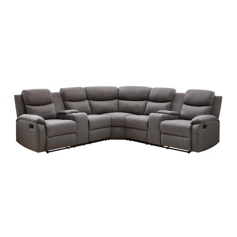 Set de Sala Esquinera Luigi Reclinable con Portavasos de 256 x 256 x 96 cm Café