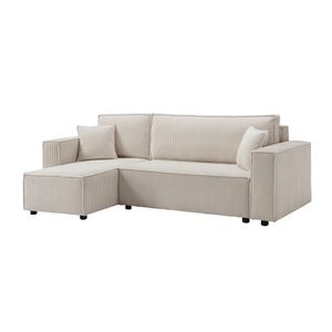 Sofá Esquinero July con Extensión Izquierda y Tapizado Acanalado de 240 x 142 x 82 cm Beige