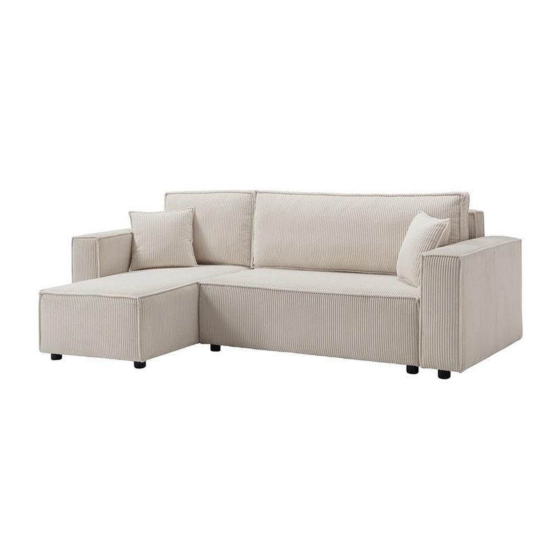Sofá Esquinero July con Extensión Izquierda y Tapizado Acanalado de 240 x 142 x 82 cm Beige