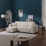 Sofá Esquinero July con Extensión Izquierda y Tapizado Acanalado de 240 x 142 x 82 cm Beige