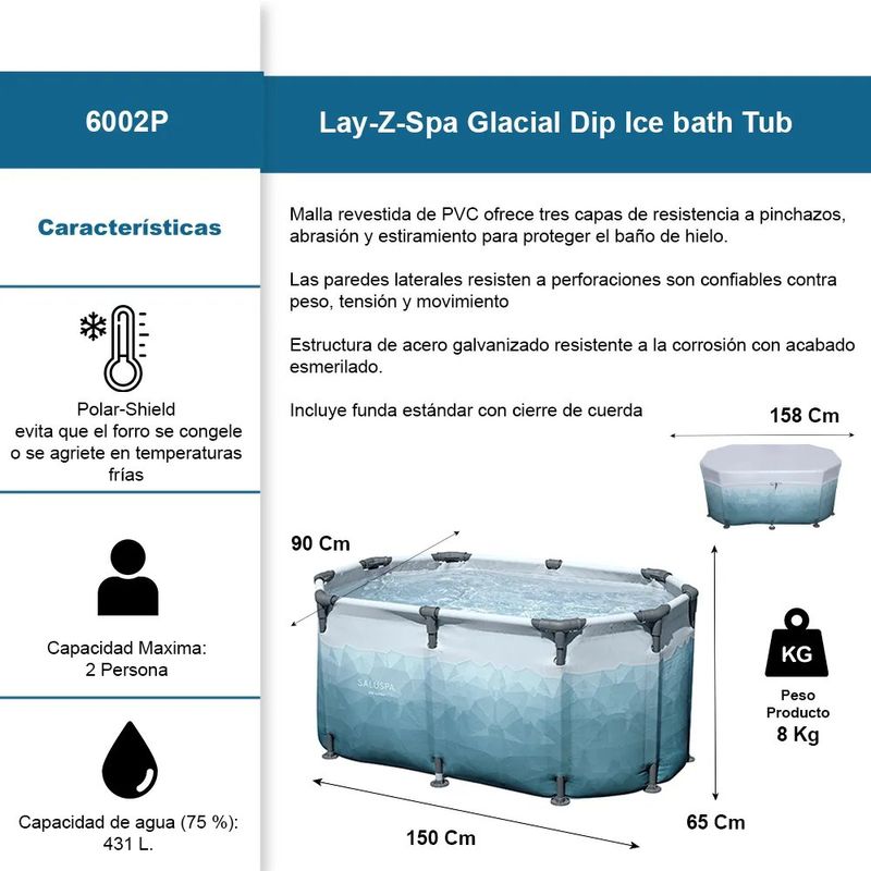 Bañera de Crioterapia para hielo Bestway Saluspa para 2 personas